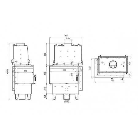 Топка DEFRO HOME RIVA SM BP SHORT 16 кВт 737/465/482мм с водяным контуром