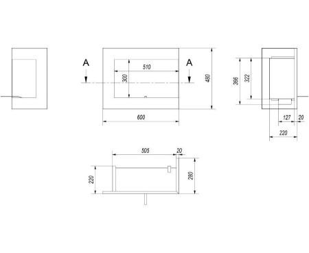 Биокамин Kratki DELTA/P/600 угловая TUV