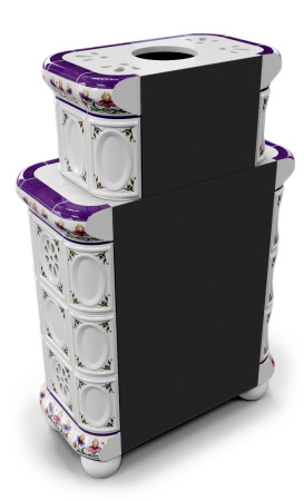 Печь камин КимрПечь Медальон Пристенный Двухъярусный Ирисы