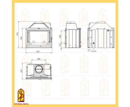 Камин Мета Эльзас 700 с топкой Оптима 701Ш Аква