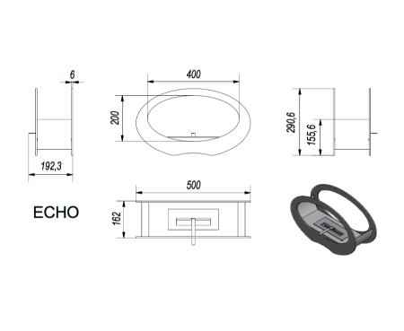 Биокамин Kratki ECHO белый TUV Биокамин Kratki ECHO белый TUV