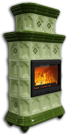 Печь камин КимрПечь Истра Пристенный Двухъярусный Олива с топкой Ладья 600