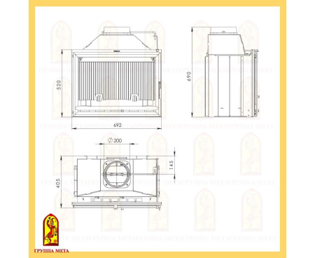 Камин Мета Тулуза 700 с топкой Оптима 701Ш Камин Мета Тулуза 700 с топкой Оптима 701Ш