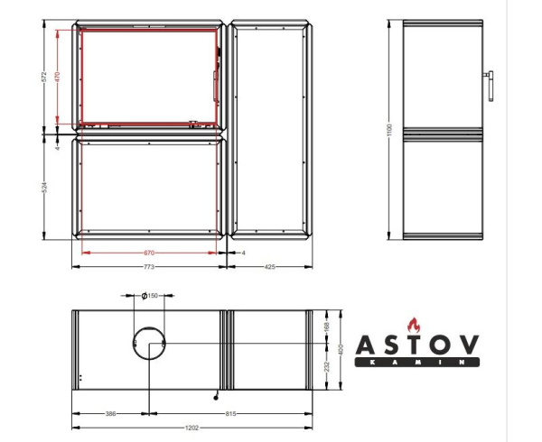 Печь-камин Астов (Astov) ЛЕГГО ПК 7454