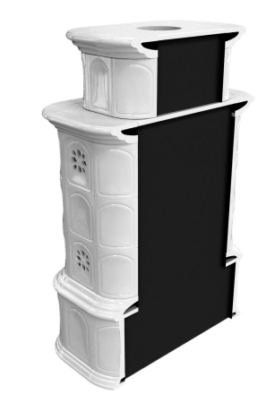 Печь камин КимрПечь Прованс с дровником Пристенный Двухъярусный Белый с топкой Ладья 600