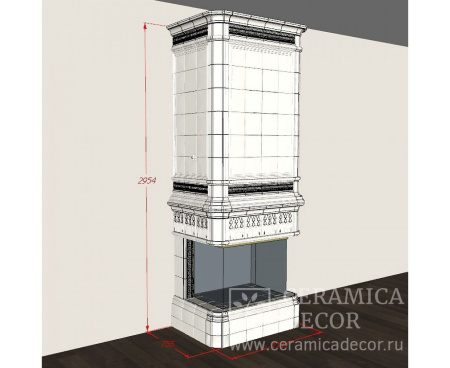 Камин Ceramica Тюльпан с 3-сторонним стеклом