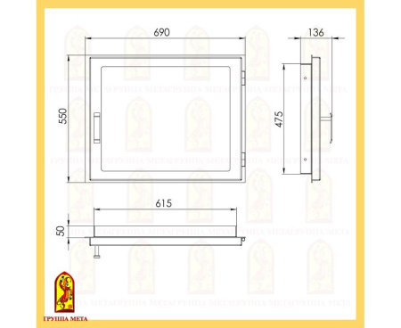 Печная дверь ДК690-1С сталь термостойкое стекло Печная дверь ДК690-1С сталь термостойкое стекло