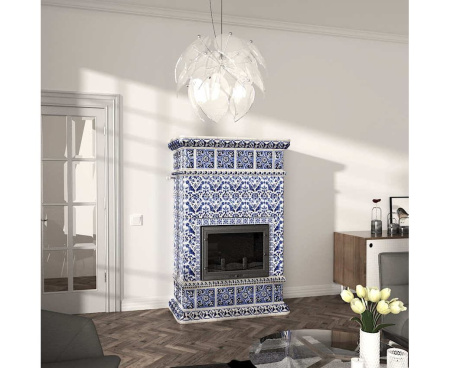 Камин Ceramica Птицы Сине-голубой