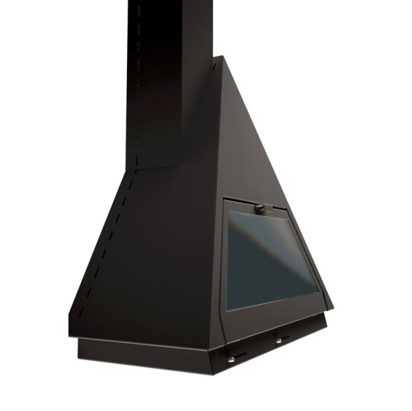 Камин Traforart BILBAO FRONTAL со стеклом труба слева чёрный Камин Traforart BILBAO FRONTAL со стеклом труба слева чёрный