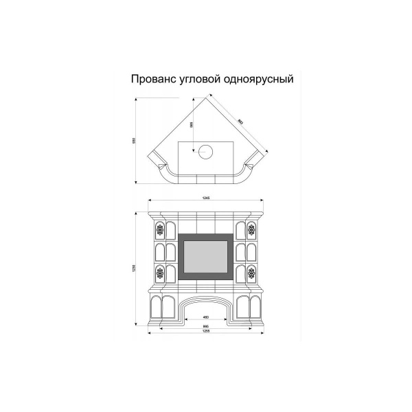 Печь камин КимрПечь Прованс Угловой Белый с топкой Ладья 600