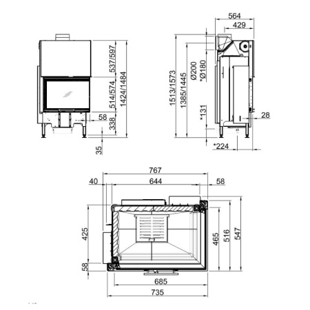 Топка SPARTHERM Linear 4S Varia 2Rh - 57