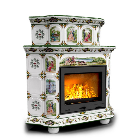 Печь камин КимрПечь Прованс Угловой Двухъярусный Усадьба с топкой Ладья 600