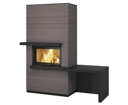 Камин Contura i31S скамья и полки - черный гранит