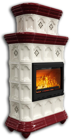 Печь камин КимрПечь Истра Центральный Двухъярусный Вишня с топкой Ладья 600