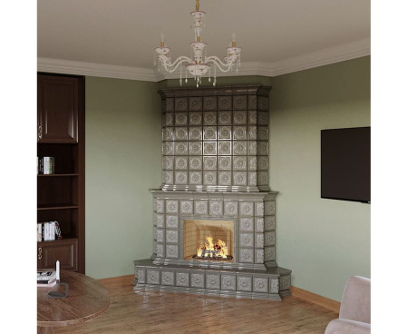 Камин Ceramica Дорф Серый графит угловой