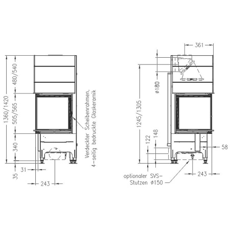 Топка SPARTHERM Mini 2LRh-51 чёрный шамот