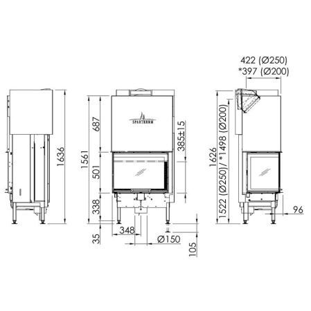 Топка SPARTHERM Varia 2L-68h чёрный шамот