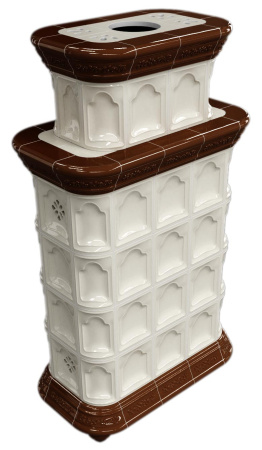 Печь камин КимрПечь Истра Центральный Двухъярусный Шоколад с топкой Ладья 600