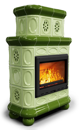 Печь-камин КимрПечъ Медальон Центральный Двухъярусный - Олива