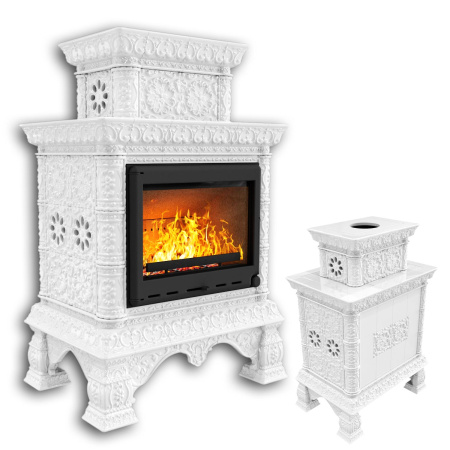 Печь камин КимрПечь Кострома Центральный Двухъярусный Белый