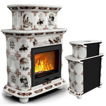 Печь камин КимрПечь Прованс Пристенный Двухъярусный Зима в лесу с топкой Ладья 600 Печь камин КимрПечь Прованс Пристенный Двухъярусный Зима в лесу с топкой Ладья 600