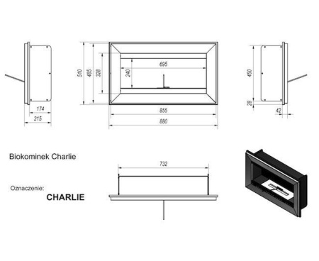 Биокамин Kratki CHARLIE черный, TUV