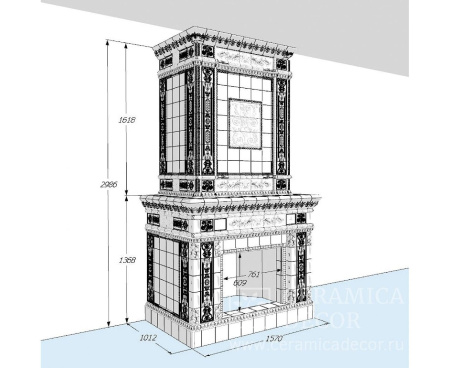 Камин Ceramica Лорд с росписью Олива Камин Ceramica Лорд с росписью Олива