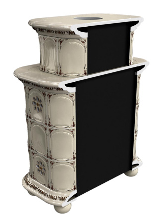 Печь камин КимрПечь Прованс Пристенный Двухъярусный Звери с топкой Ладья 600