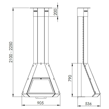 Камин Traforart ARION FRONTAL со стеклом чёрный