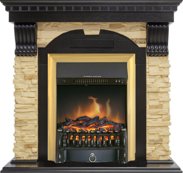 Каминокомплект Dublin - Венге / Сланец с очагом Fobos FX Brass