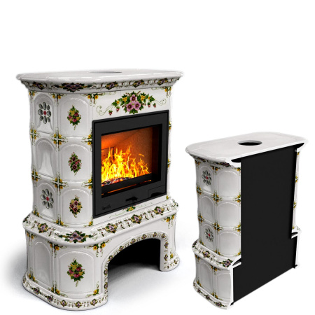 Печь камин КимрПечь Прованс с дровником Пристенный Лето с топкой Ладья 600