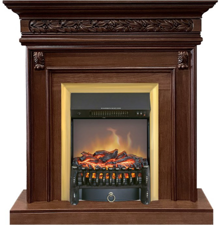 Каминокомплект Valletta - Темный дуб с очагом Fobos FX M Brass