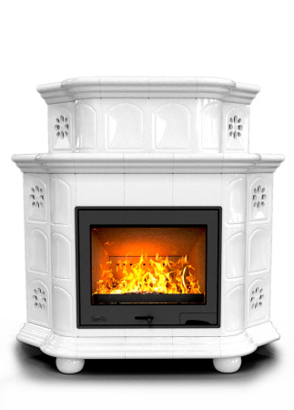 Печь камин КимрПечь Прованс Угловой Двухъярусный Белый с топкой Ладья 600