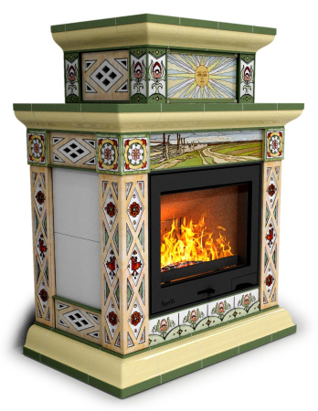 Печь камин КимрПечь Билибин Пристенный Двухъярусный Осень