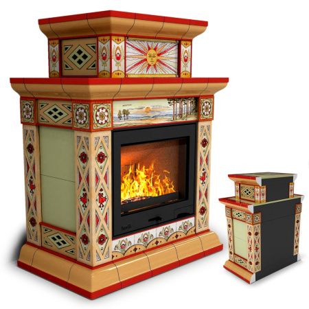 Печь камин КимрПечь Билибин Пристенный Двухъярусный Лето