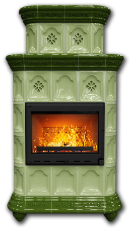 Печь камин КимрПечь Истра Пристенный Двухъярусный Олива с топкой Ладья 600