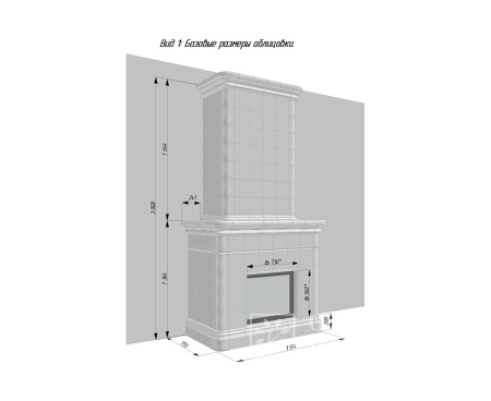 Камин Ceramica Модерн с росписью золотом