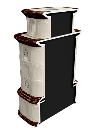 Печь камин КимрПечь Прованс с дровником Пристенный Двухъярусный Шоколад с топкой Ладья 600