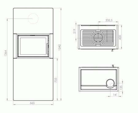 Печь камин Nordpeis STOCKHOLM высокий с топкой N-21F