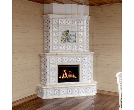 Камин Ceramica Прованс с художественной росписью угловой