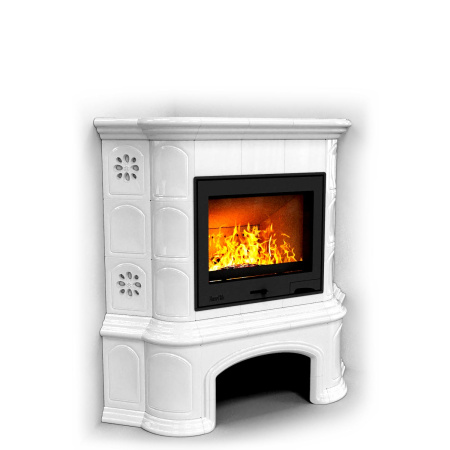 Печь камин КимрПечь Прованс с дровником Угловой Белый с топкой Ладья 600