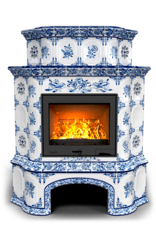 Печь камин КимрПечь Прованс с дровником Угловой двухъярусный Дельфт с топкой Ладья 600