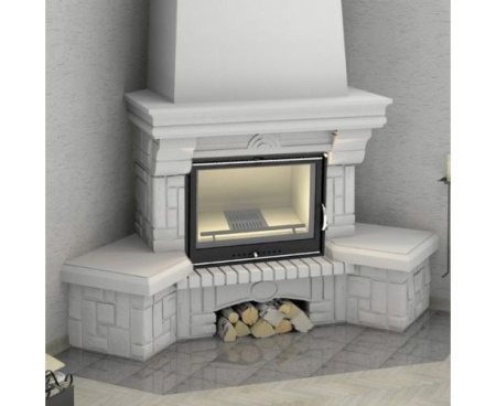 Камин Мета Ария с топкой Эльба АКВА 700Ш угловой