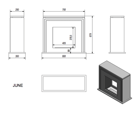 Биокамин двухсторонний June