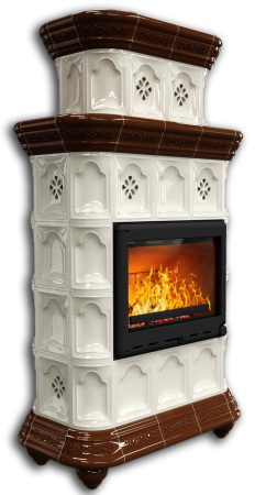 Печь камин КимрПечь Истра Центральный Двухъярусный Шоколад с топкой Ладья 600