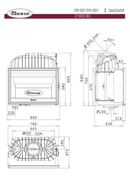 Топка Dovre 2180CBC/B