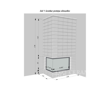 Камин Ceramica Брикс с Г-образным стеклом Камин Ceramica Брикс с Г-образным стеклом