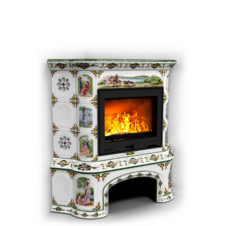 Печь камин КимрПечь Прованс с дровником Угловой Усадьба с топкой Ладья 600