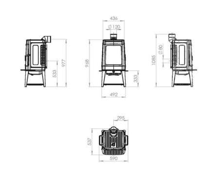 Печь Plamen AUTHENTIC 35, эмалированная, серая