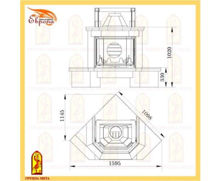 Камин Мета Андорра 700 с топкой Призма 700П угловой Камин Мета Андорра 700 с топкой Призма 700П угловой